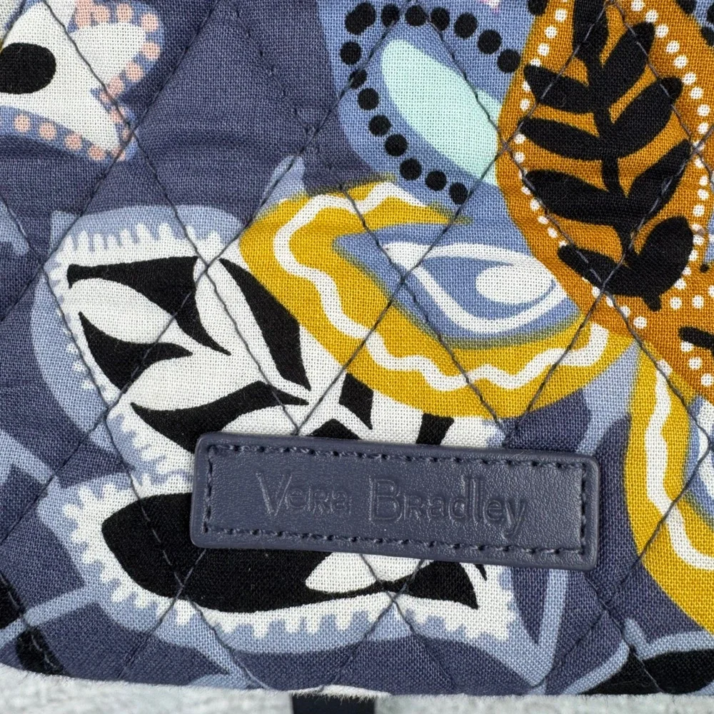 Vera Bradley Sling Backpack Women Navy Floral Quilted Cotton Boho Travel School